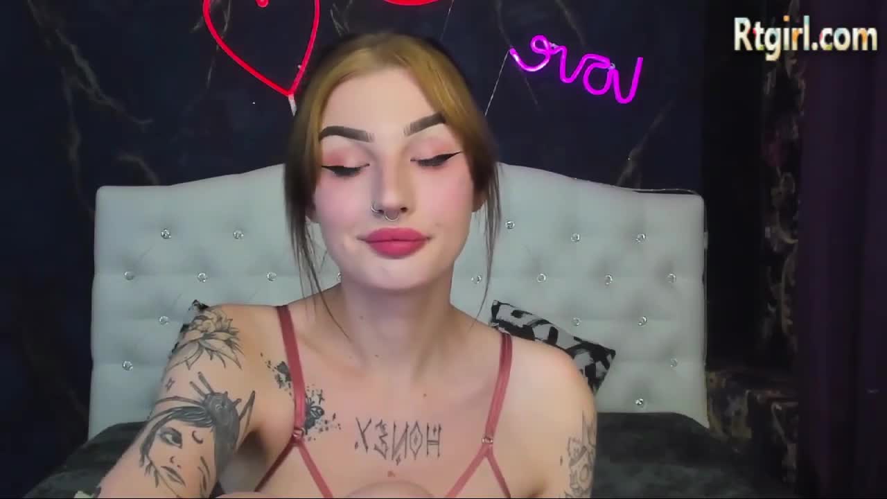 pink lingerie russian transgirl with full tattoos and small cock camshows solo