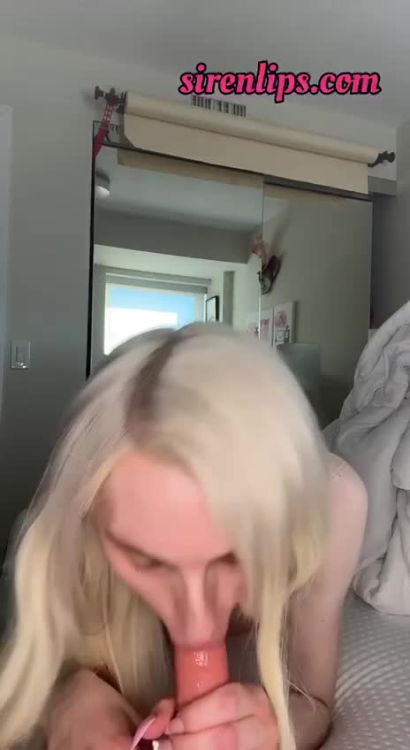 Blonde trans was sucking a dildo got caught