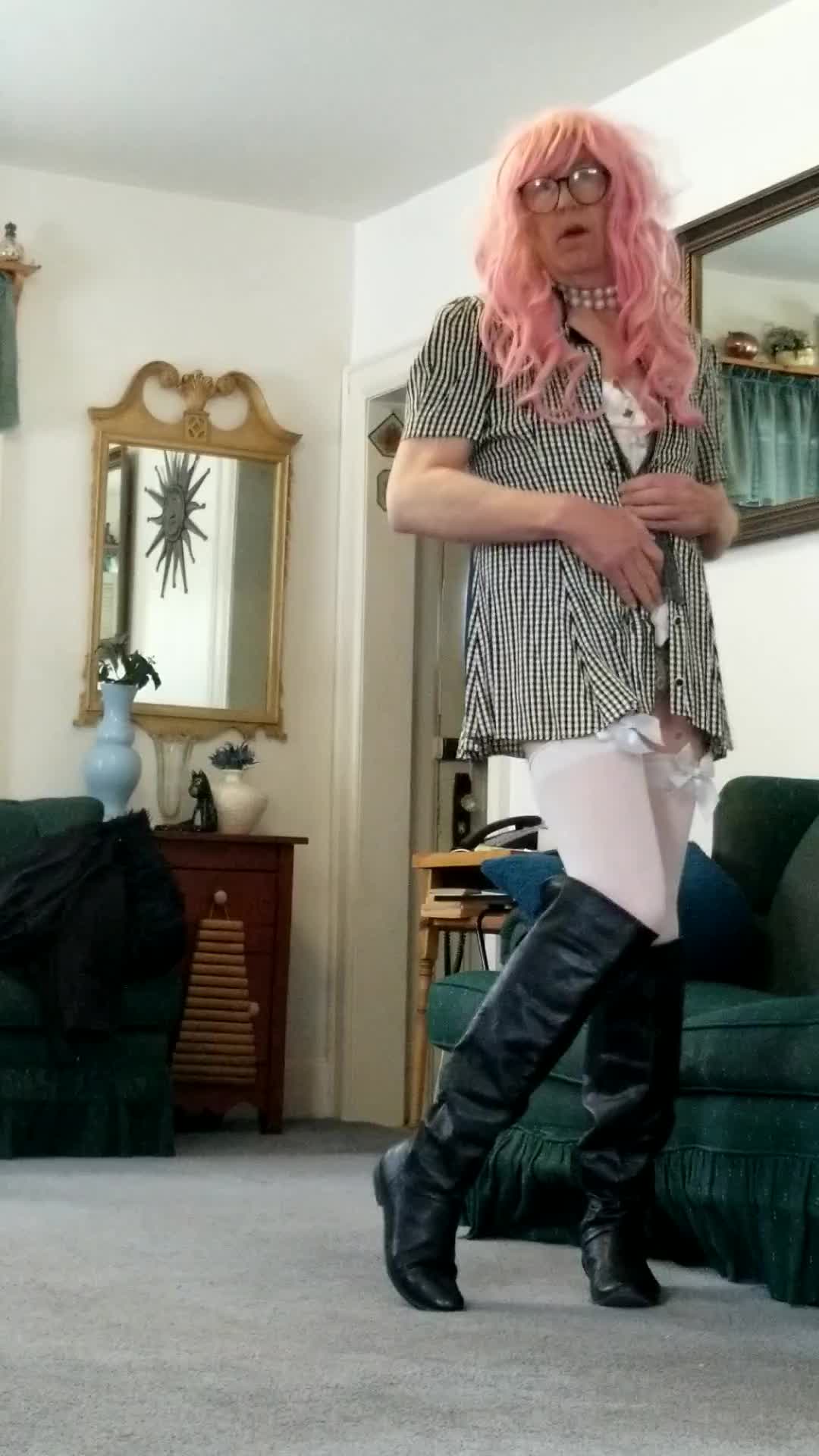 Crossdresser lingerie tease